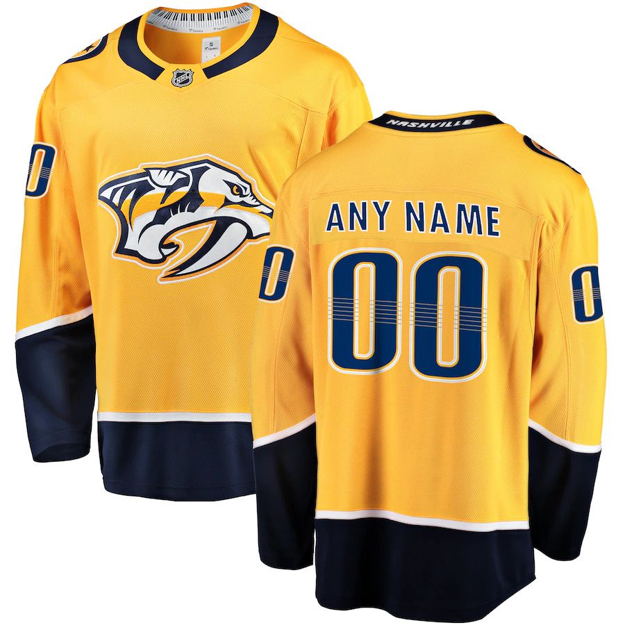 Men Nashville Predators Fanatics Branded Gold Home Breakaway Custom NHL Jersey